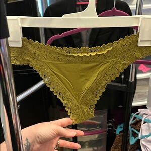 Aerie Olive Lace Trim Panties